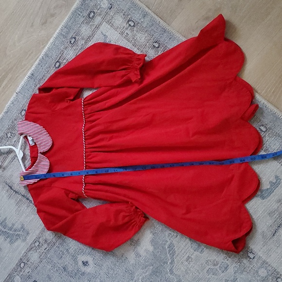 Ishtex Girls Red White Scalloped Peter Pan Collar Dress Sz6 - Picture 7 of 11